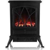 RRP £160 Boxed Cardivik Black Led Electric Stove Plug In And Feel The Glow