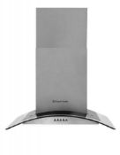 RRP £150 Boxed Russell Hobbs 60Cm Wide Glass Stainless Steel Chimney Cooker Hood