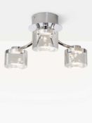 RRP £135 Boxed John Lewis Lawrence 3 Light Led Ceiling Pendant In Chrome Finish With Acrylic Shades