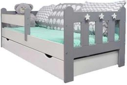 RRP £240 Boxed Stanley Stars Toddler Bed 140X70Cm In Grey And White