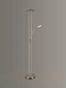 RRP £200 Boxed John Lewis Ridley LED Uplighter/reader Floor Lamp in Satin Nickel Finish