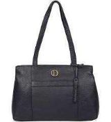 RRP £110 Kin Triple Compartment Ladies Navy Leather Handbag