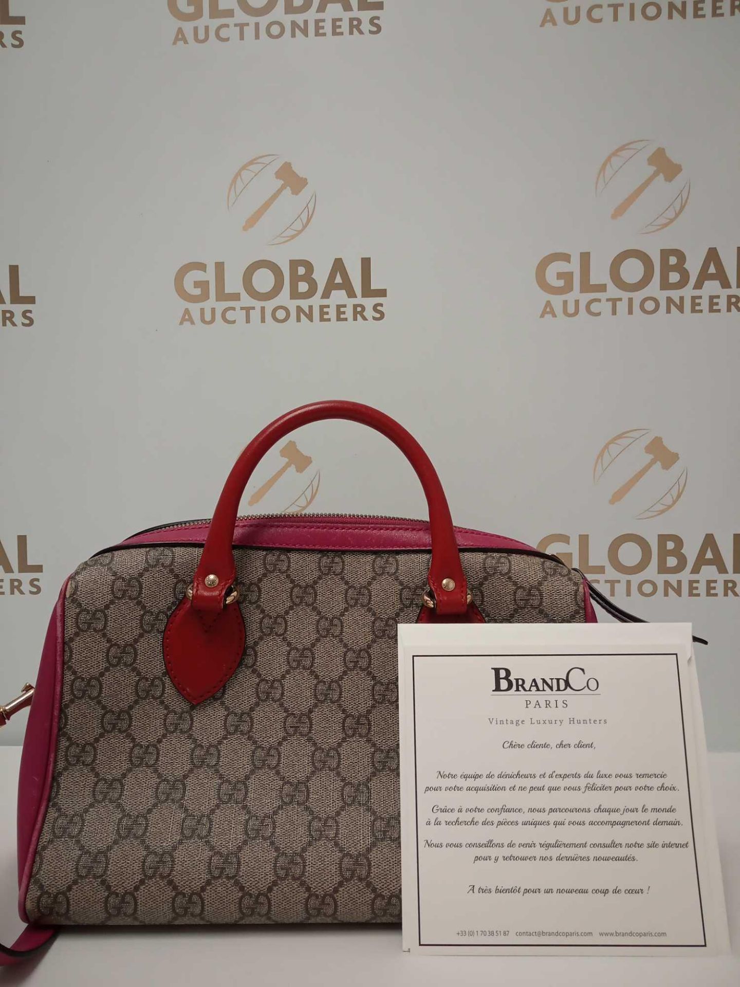 RRP £1050 Gucci 2 Way Top Handle Bag Beige Purple Coated Canvas Aan6081, Grade Ab (Appraisals - Image 3 of 5