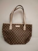 RRP £1300 Gucci Shopping Tote Shoulder Bag In Brown/Ivory (Aao2750) Grade A (Appraisals Available