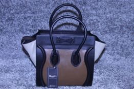 RRP £1,500 Celine Luggage Tricol Handbag, Céline 'Mini Luggage'. Open Swith A Zipper On Top And Is