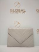 RRP £550 Yves St Lauren Vintage Triangle Flap Clutch Calf Leather Chevron Leather Aa06328, Ab (