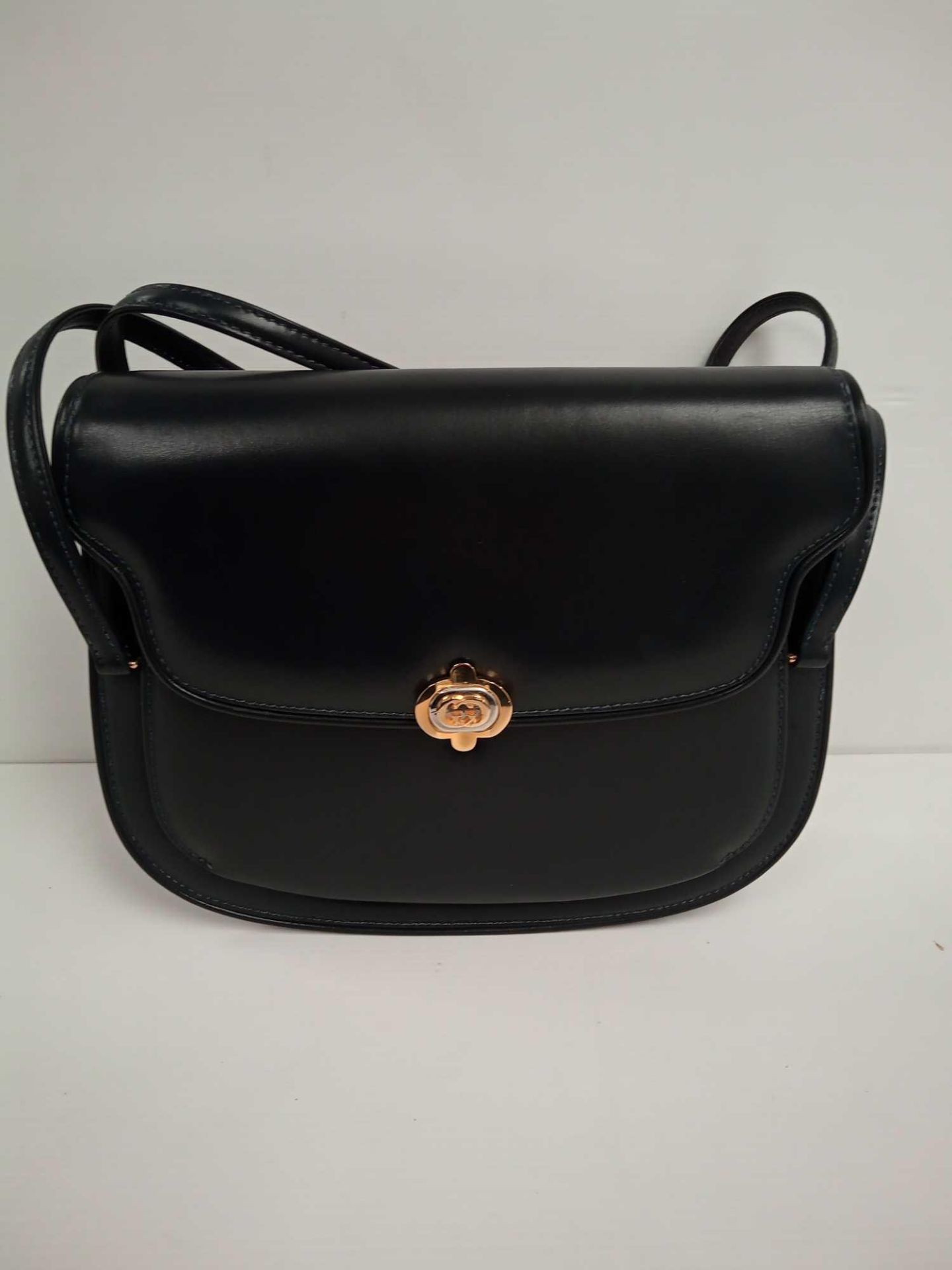 RRP £1350 Gucci Vintage Double Handle Flap Bag Black Calf Leather (Aao6641) Grade A (Appraisals