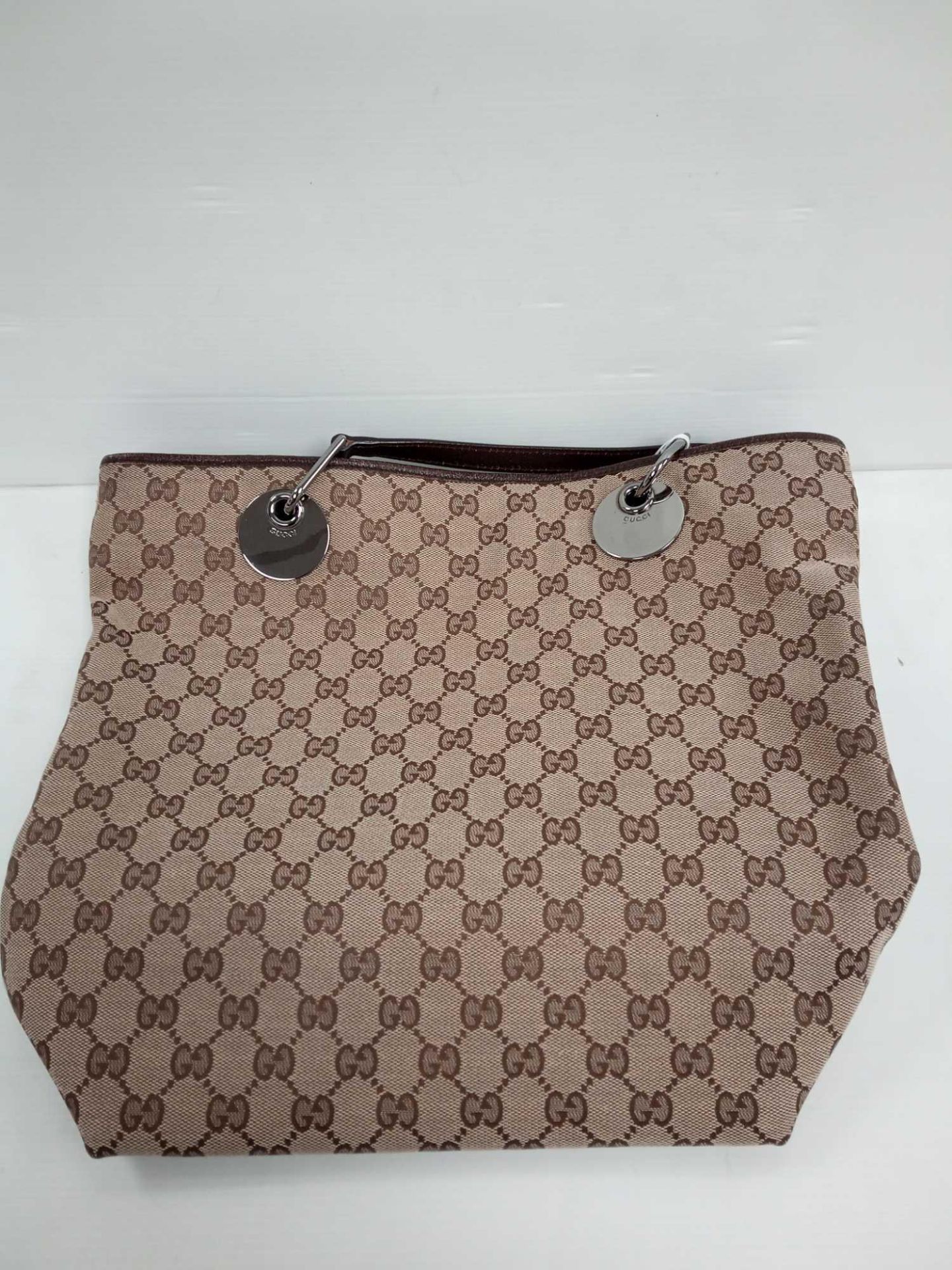 RRP 1550 Gucci Eclipse Tall Tote Beige/Dark Brown Shoulder Bag (Aao5624) Grade A (Appraisals