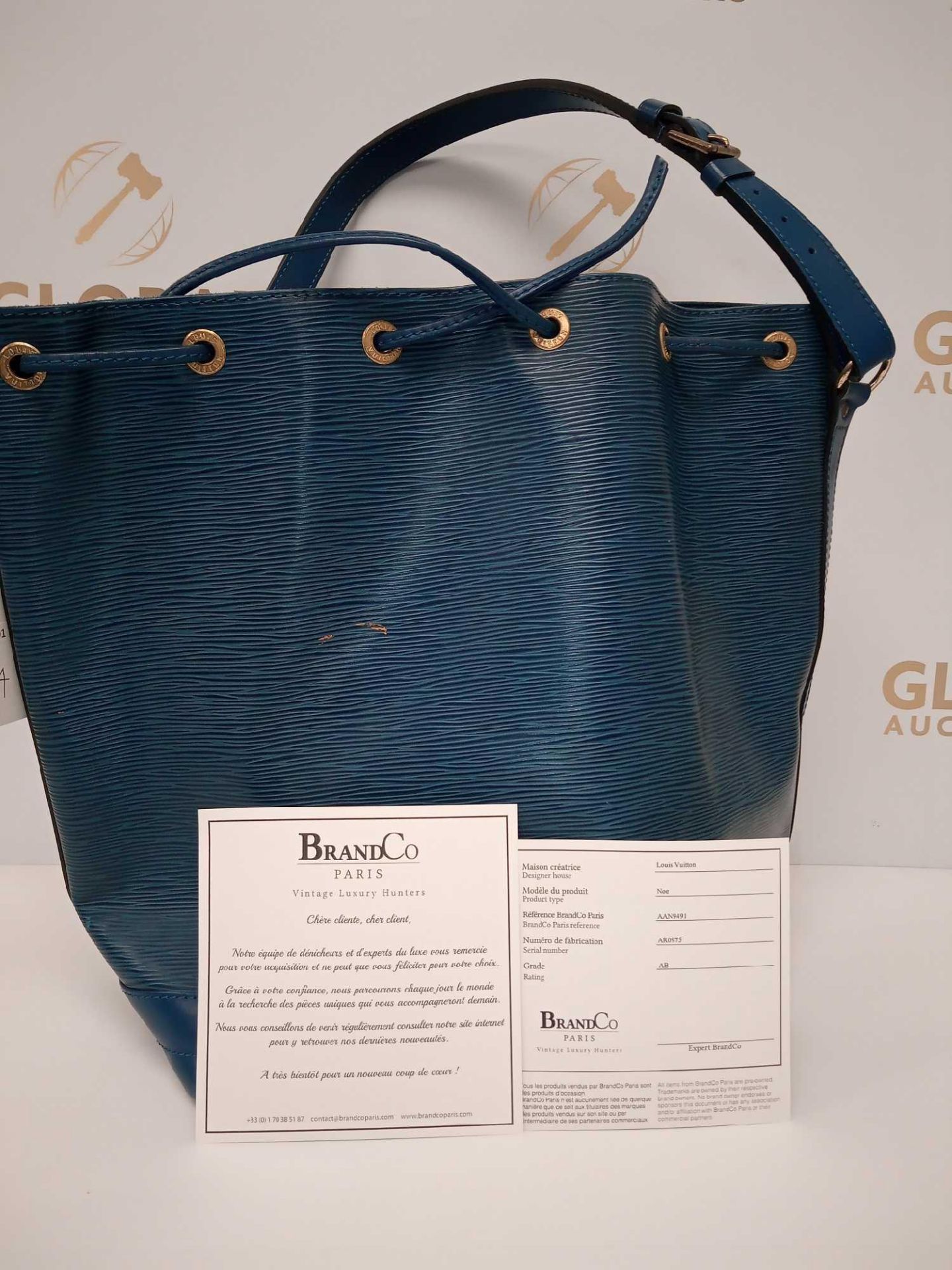 RRP £1270 Louis Vuitton Noe Gm Blue Calf Leather Shoulder Bag (Aan9491) Grade Ab (Appraisals