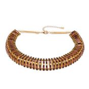 RRP £40 BRAND NEW ROCOCO JEWELS CRYSTAL BAGUETTE CHOKER - GOLD PLATING/BURGUNDY CRYSTALS -