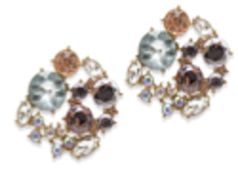 RRP £30 BRAND NEW ROCOCO JEWELS DIANA CRYSTAL EARRINGS - GOLD PLATED - PASTEL CRYSTAL MIX -