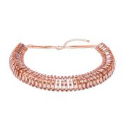 RRP £40 BRAND NEW ROCOCO JEWELS CRYSTAL BAGUETTE CHOKER - ROSE GOLD PLATING/ROSE PINK CRYSTALS -