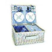 RRP £100 Unboxed Yellowstone 4 Person Wicker Picnic Basket With Cooler Compartment