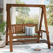 RRP £270 Boxed George Oliver Arianna Swing Seat With Stand In Acacia Wood