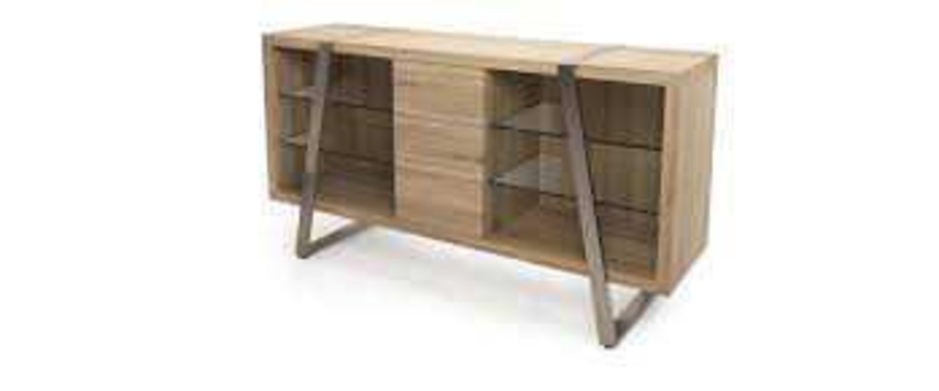 RRP £500 Boxed Zest Sideboard In Oak With Tempered Glass Shelves