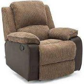 RRP £180 Brown Leather/Fabric Single Sofa Chair