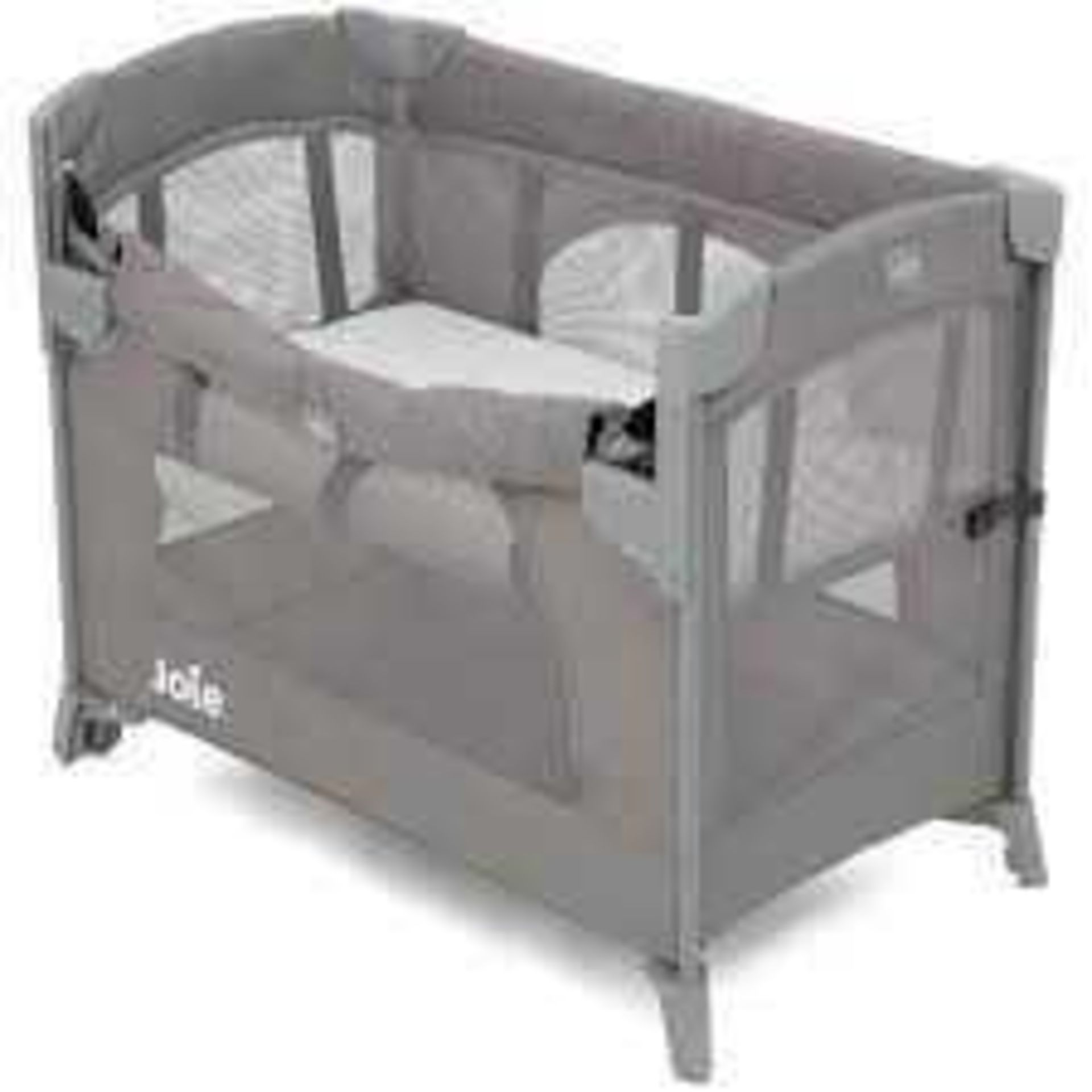Combined RRP £160 Lot To Contain Boxed Joie Kubbie Sleep Bedside Travel Cot In Foggy Gray And Joie E