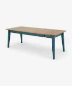 RRP £549 Ralph 6-8 Seat Extending Dining Table In Oak And Teal