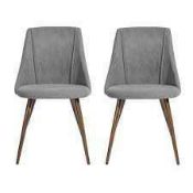 RRP £140 Boxed Corrigan Studio Ahmed Upholstered Pair Of Dining Chairs In Slate Grey