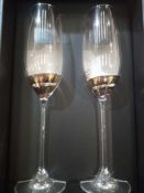 Combined RRP £180 Boxed John Lewis Celebrate Crystal Glass 2 Champagne Flutes With Gold Spiral