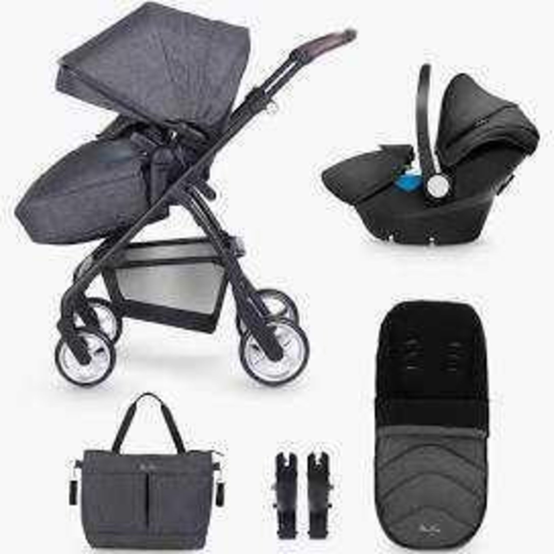 RRP £895 Boxed Silver Cross British Design Pursuit Stroller In Colourway Charcoal Black