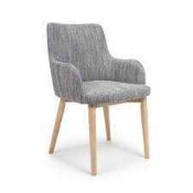 RRP £250 Boxed Grey Tweed Fabric Modern Upholstered Dining Chairs