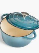 Combined RRP £175 Lot To Contain Three Boxed John Lewis Cast Iron Casserole Dishes With Lids In Asso