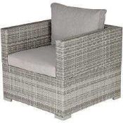 RRP £200 Boxed Dakota Fields Villatoro Grey Rattan Armchair