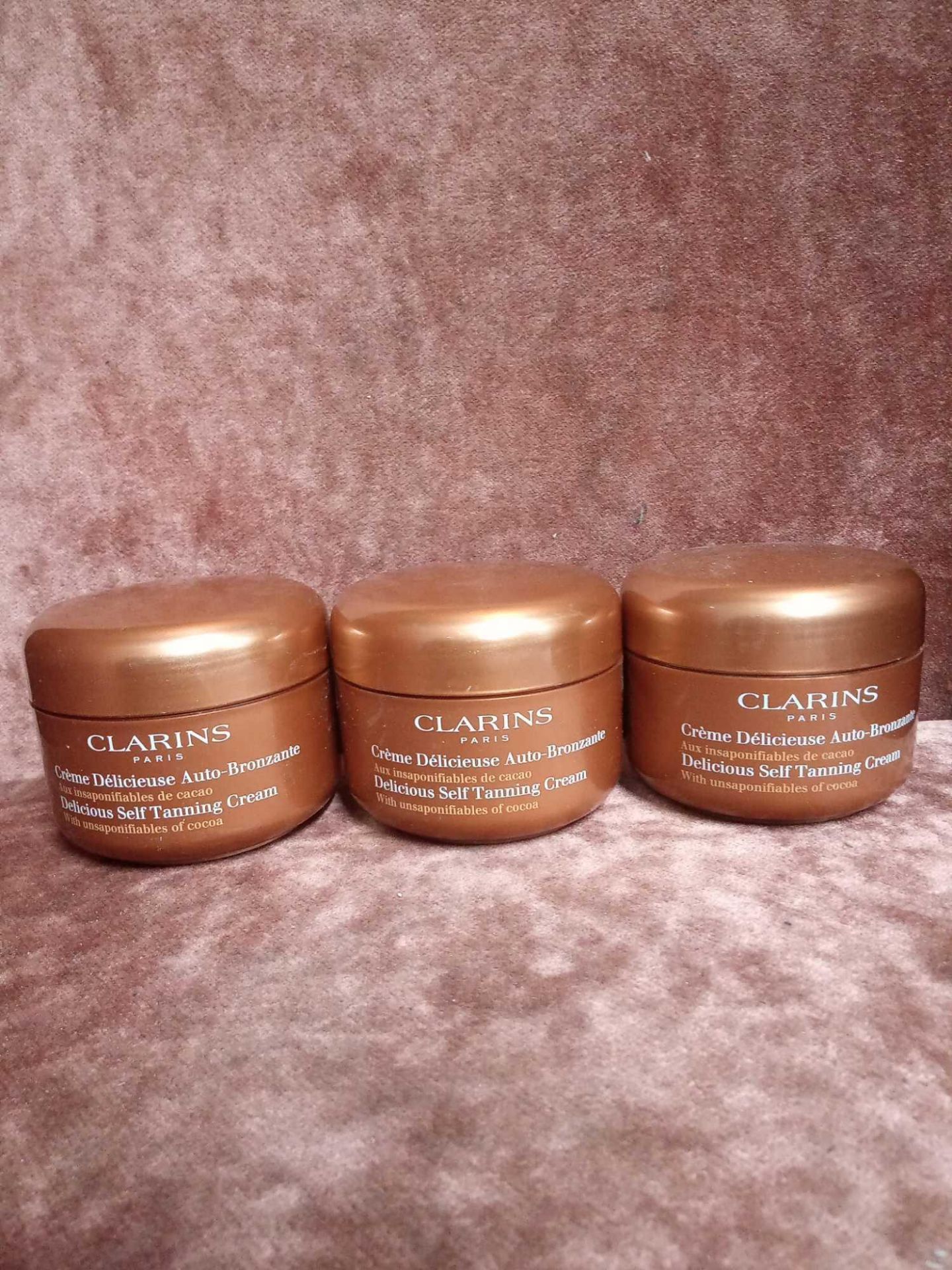 RRP £105 Gift Bag To Contain 3 Brand New Sealed Unused Clarins Delicious Self Tanning Cream Testers