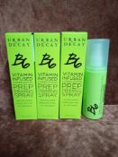 RRP £90 Gift Bag To Contain 3 Boxed Brand New Unused Tester Of Urban Decay B6 Complexion Prep Spray