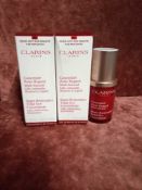RRP £80 Gift Bag To 2 Boxed Brand New Tester Of Clarins Super Restorative Total Eye Concentrate 15 M