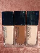 RRP £120 Lot To Contain 3 Boxed Brand New Unused Testers Of Dior Forever Skin Caring Foundation 30Ml