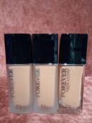 RRP £120 Lot To Contain 3 Boxed Brand New Unused Testers Of Dior Forever Skin Caring Foundation 30Ml