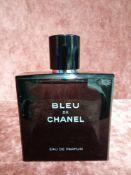 RRP £130 Unboxed 100Ml Tester Bottle Of Chanel Blue De Chanel Eau De Parfum Ex-Display