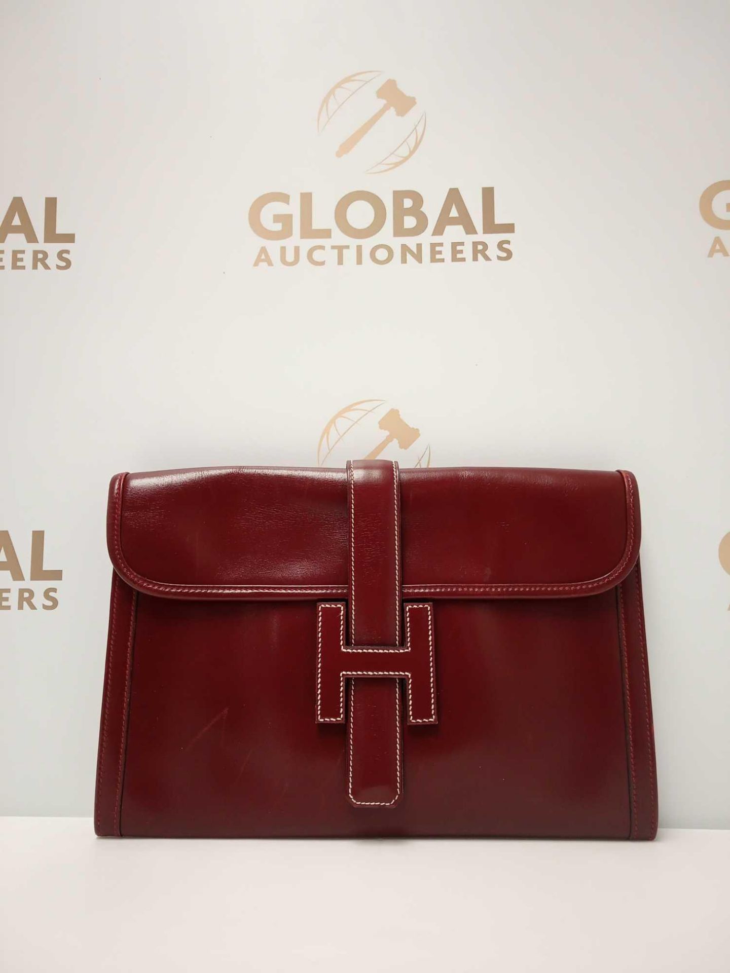 RRP £3000 Hermes Jige Bordeaux Calf Leather Handbag Aa07620, Grade Ab (Appraisals Available On
