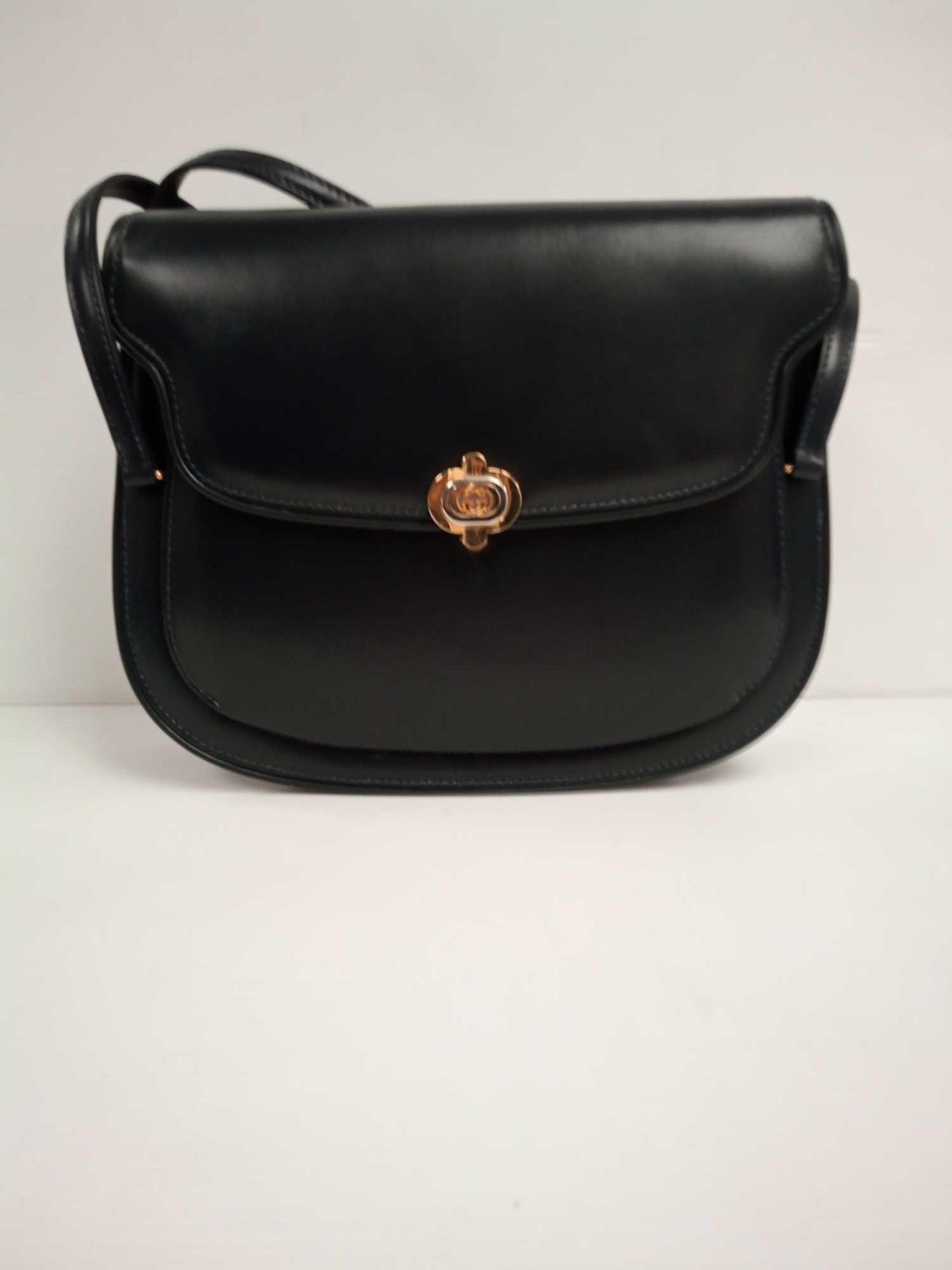 RRP £1350 Gucci Vintage Double Handle Flap Bag Black Calf Leather (Aao6641) Grade A (Appraisals - Image 2 of 2