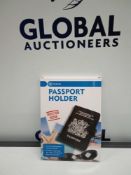 RRP £260 Lot To Contain 70 Brand New Boxed Passport Holders In Black