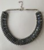 RRP £40 Brand New Rococo Jewels Crystal Baguette Choker - Silver Plating/Montana Blue Crystals - Swa