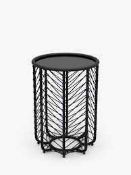 RRP £110 Boxed John Lewis Chevron Round Garden Side Table In Black