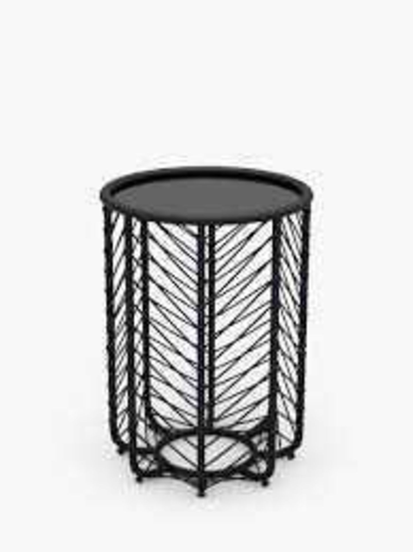 RRP £110 Boxed John Lewis Chevron Round Garden Side Table In Black