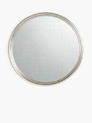 RRP £150 Boxed John Lewis Silver Ribbed Small Round Mirror 70Cm