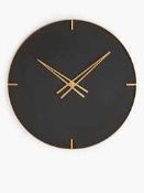 RRP £150 Wrapped John Lewis Gold Black Face 75Cm Wall Clock.