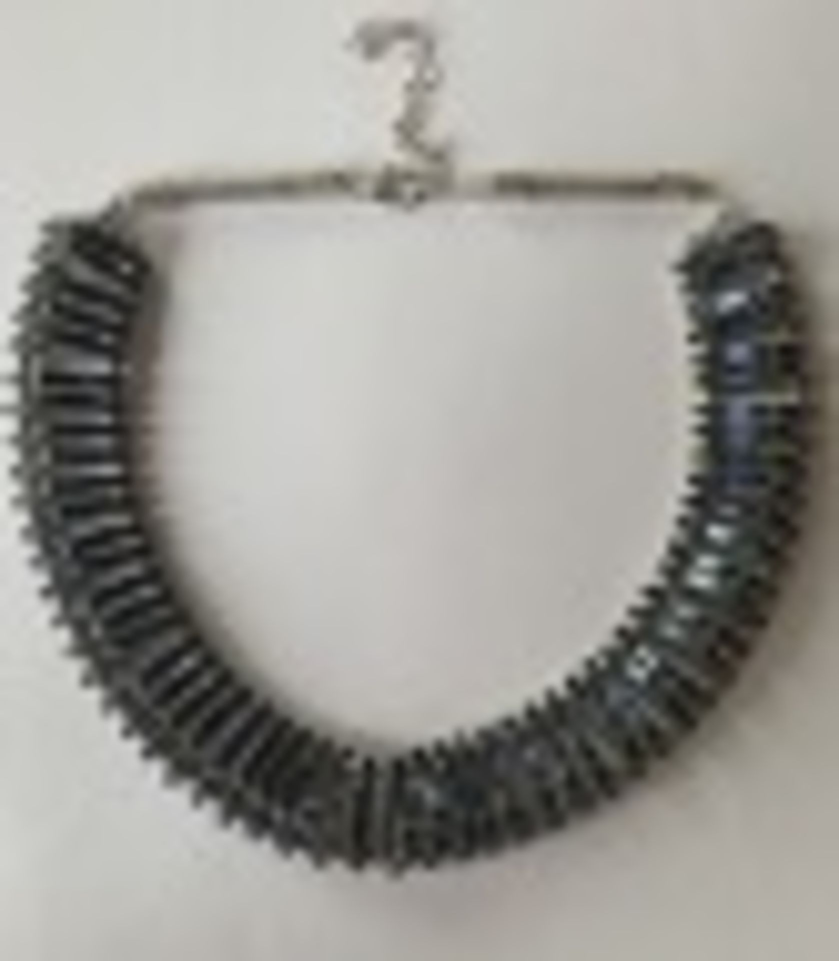 RRP £40 BRAND NEW ROCOCO JEWELS CRYSTAL BAGUETTE CHOKER - SILVER PLATING/MONTANA BLUE CRYSTALS -