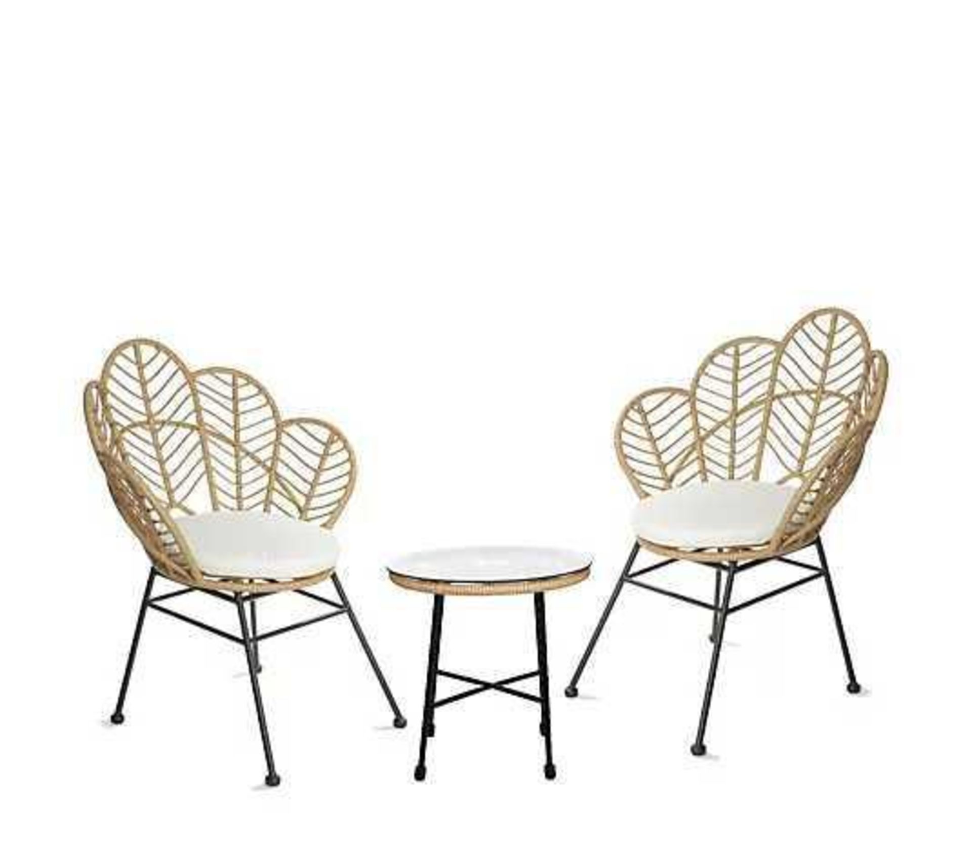 RRP £250 Boxed Steel Rattan Peacock Bistro Set