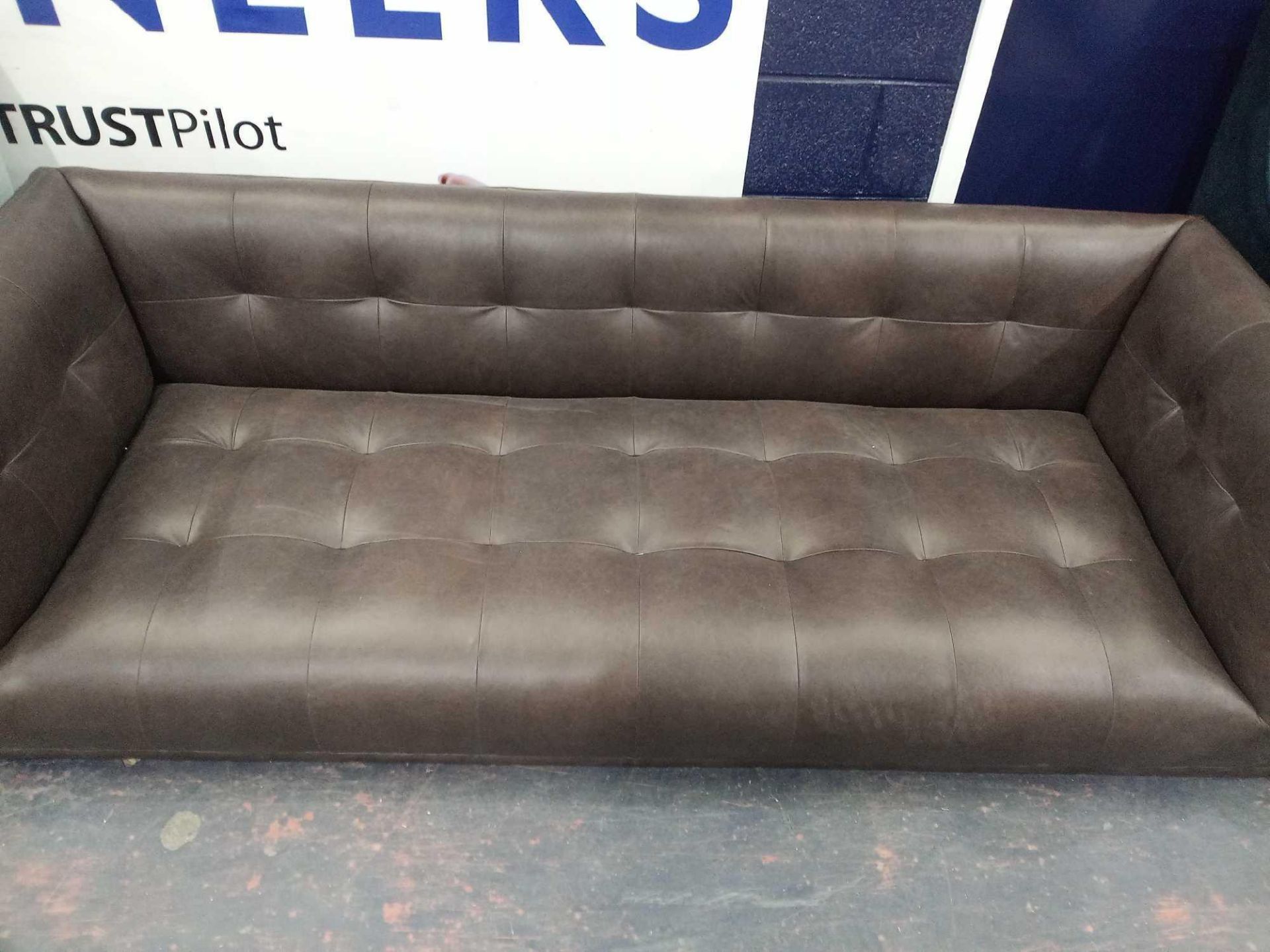 RRP £400 Made.Com Made Essential Brown Leather 3-Seater Sofa