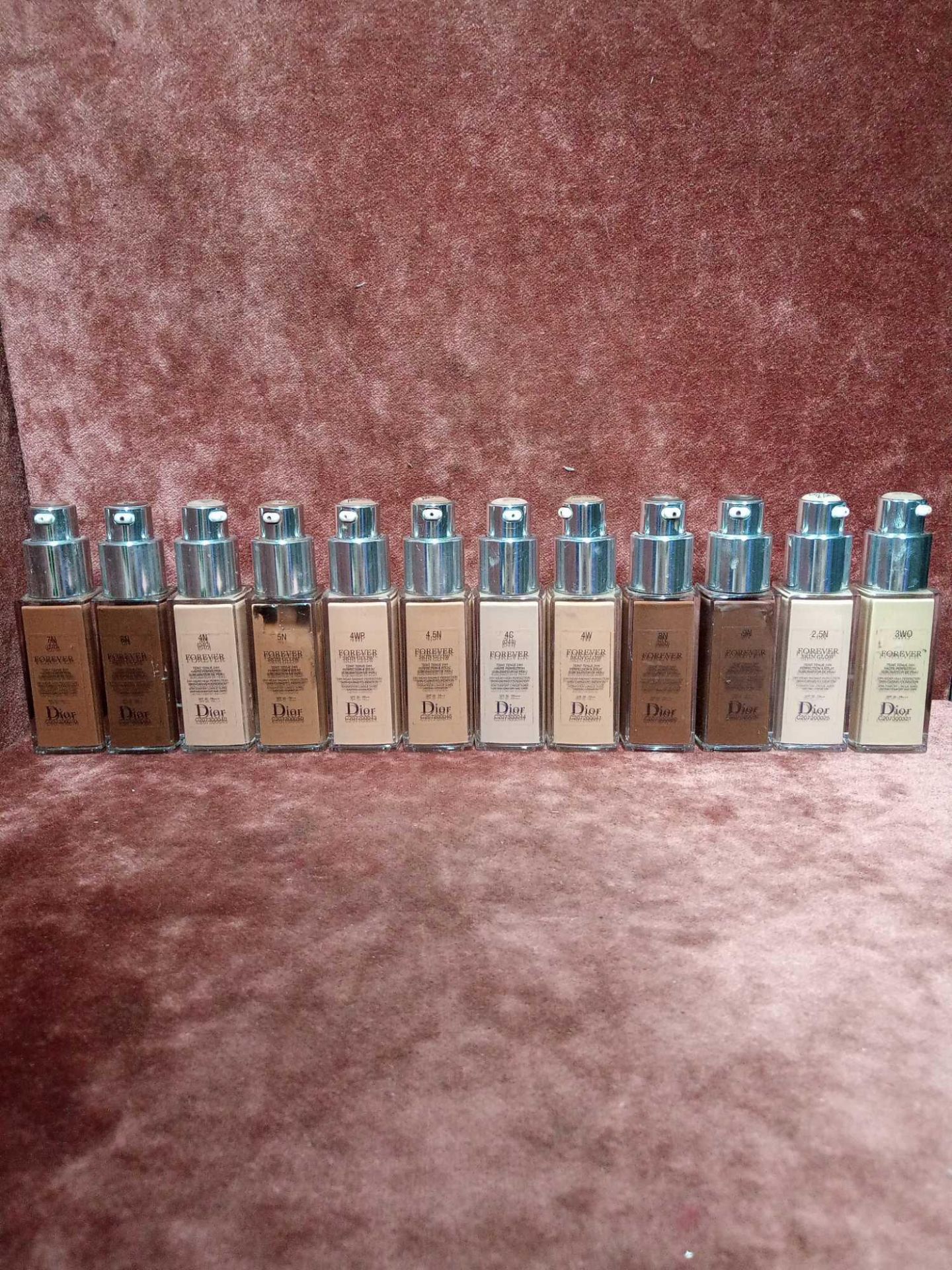 RRP £240 Gift Bag To Contain 12 Tester Of Dior Forever Skin Care Foundation 20Ml Each In Assorted Sh