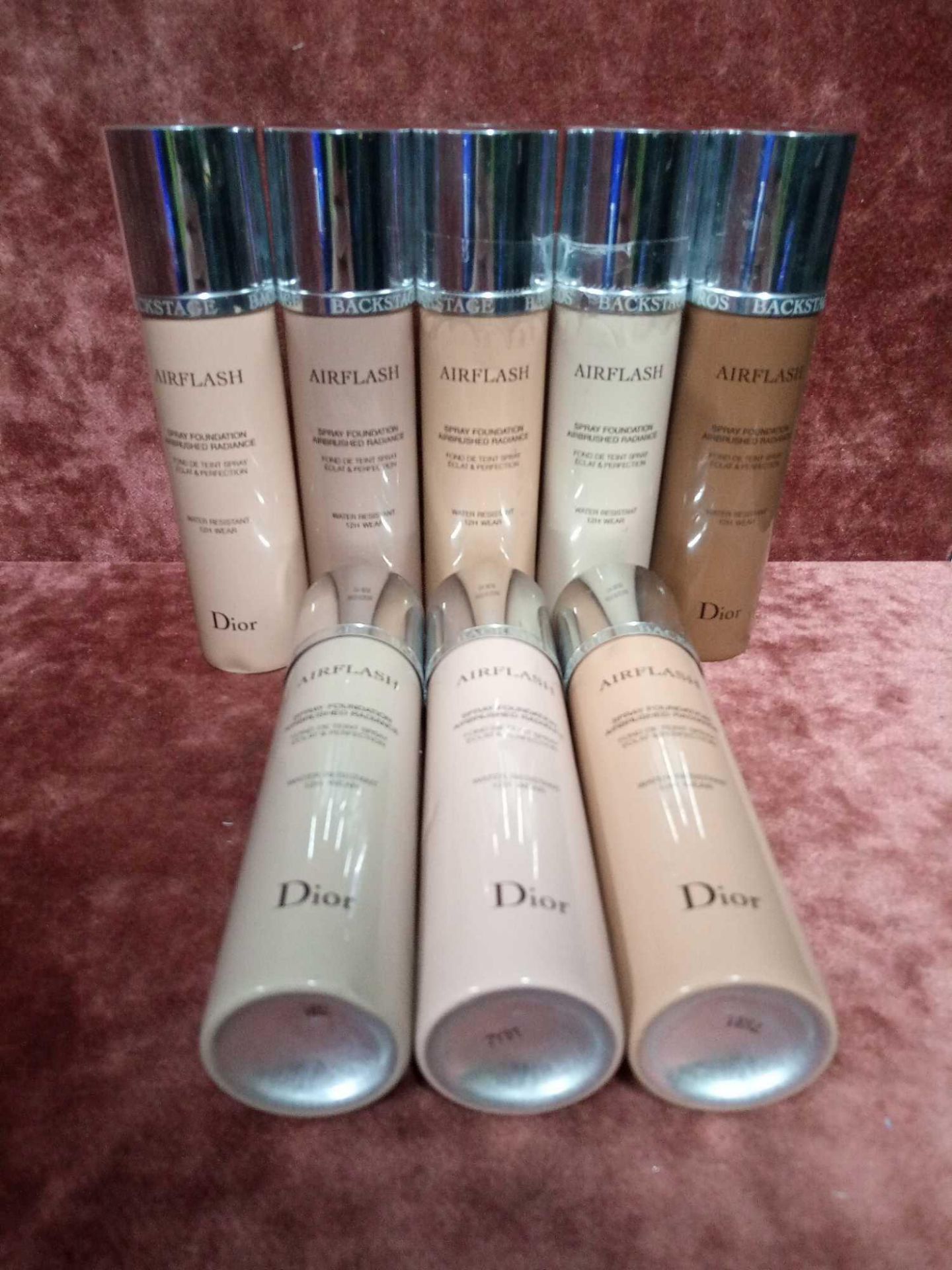 RRP £300 Gift Bag To Contain 8 Tester Of Dior Airflash Spray Foundation Airbrushed Radiance In Assor