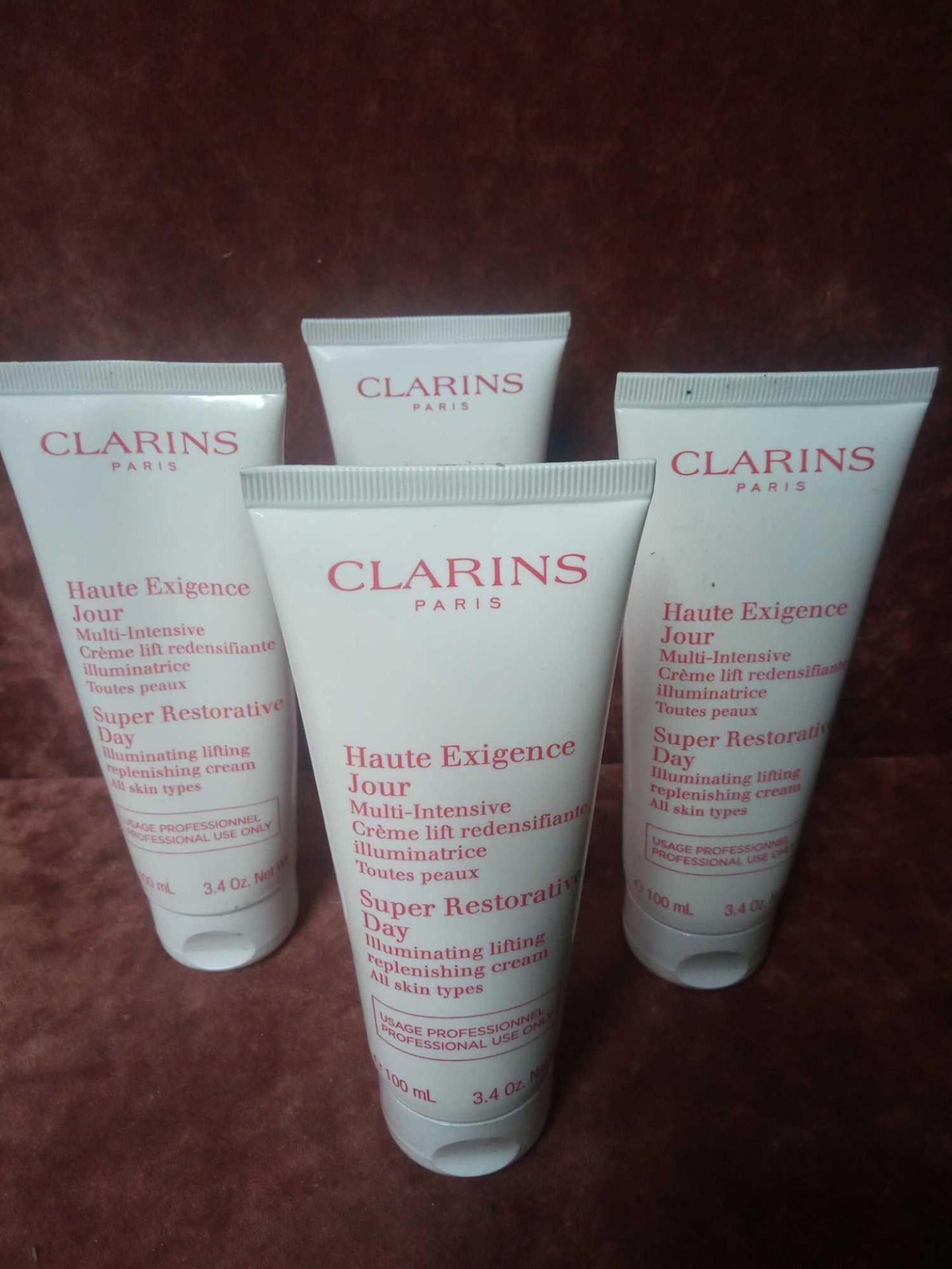 RRP £280 Gift Bag To Contain 4 Testers Of Clarins Haute Exigence Jour Super Restorative Day 100 Ml E