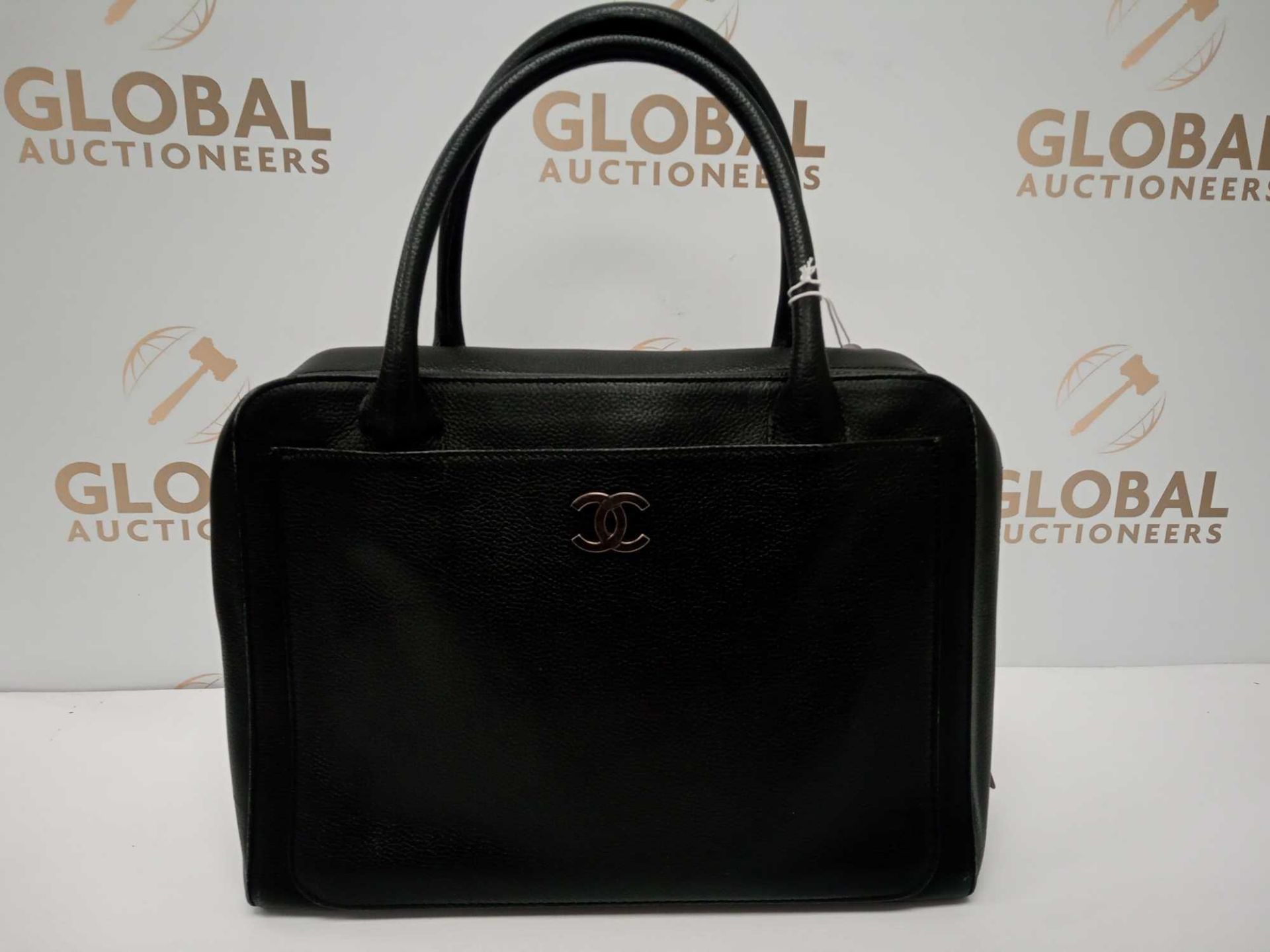 RRP £2840 Chanel Front Pocket Logo Tote Black Calf Leather (Aa07663) Grade Ab (Appraisals