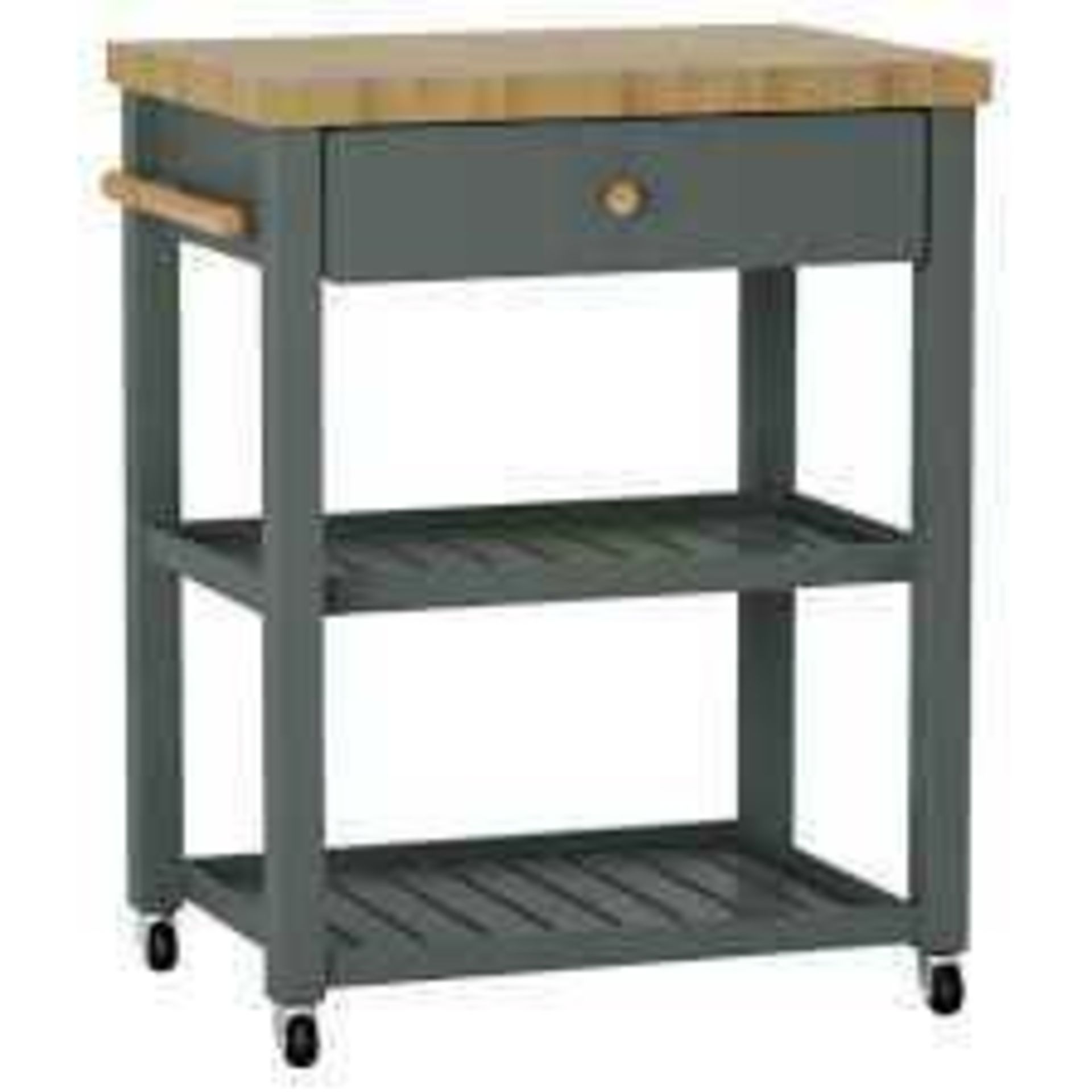 RRP £250 Unboxed John Lewis Butchers Trolley In Grey And Oak Wood Finish